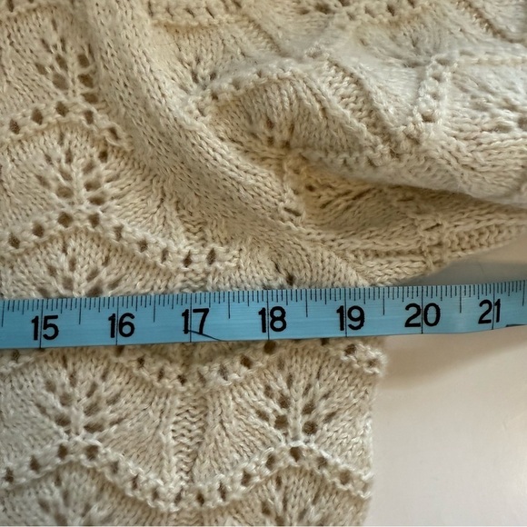 Gap Pointelle Knit Ivory Winter White Wool Alpaca Blend Long Sleeve Crewneck - Picture 11 of 11